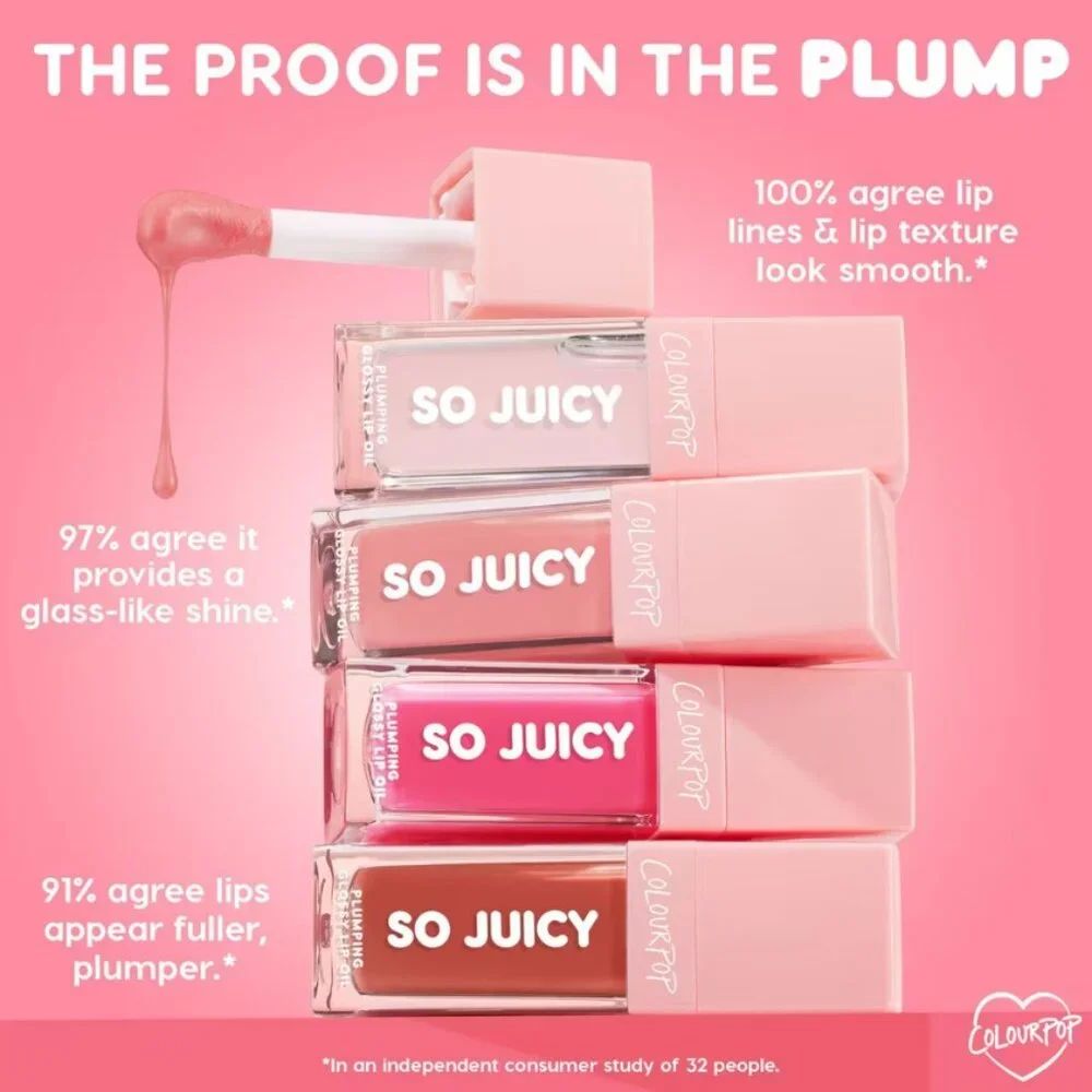 COLOURPOP SO JUICY PLUMPING GLOSSY LIP OIL - LYCHEE JELLY CLEAR - FULL SIZE